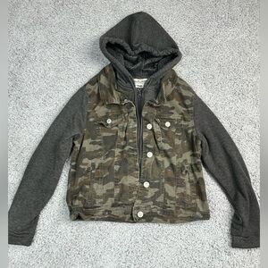 Wallflower Jacket Boys XL Authentic Denim The Dreamer Fit Camouflage Zip Up Hood